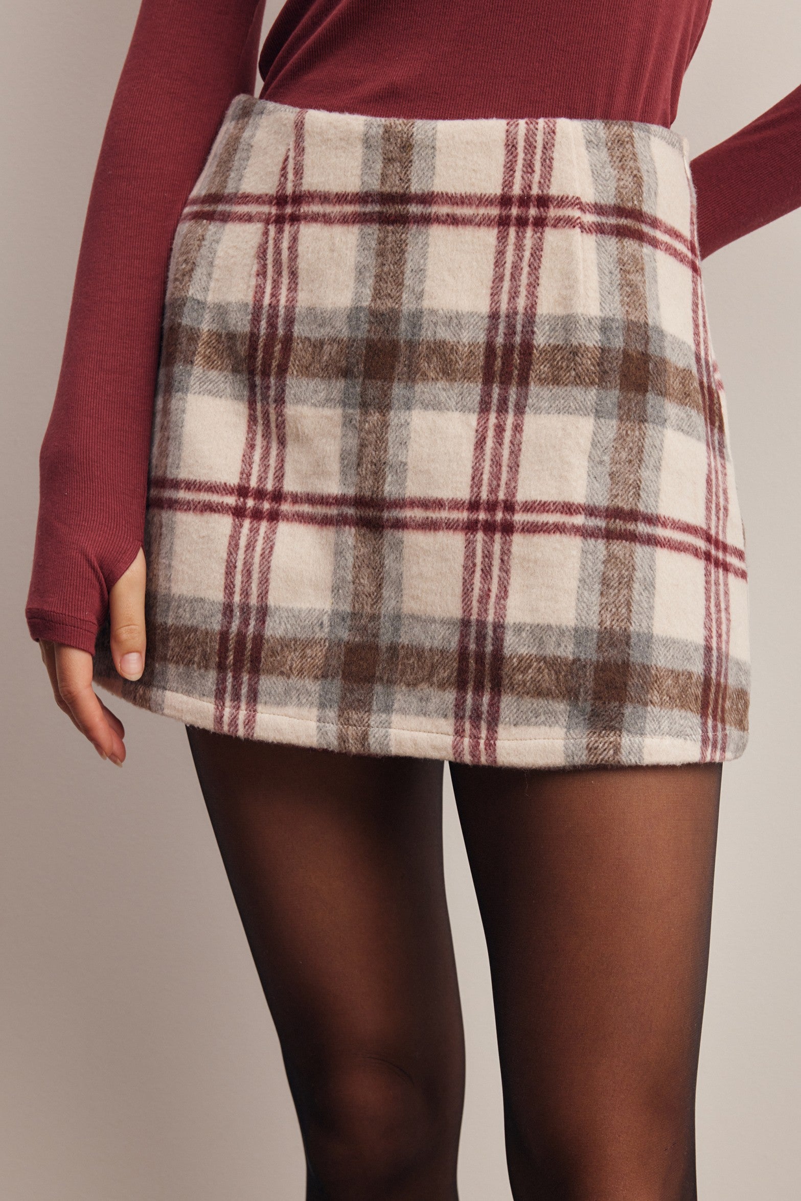 Culver Plaid Skort in Ecru, photo 2