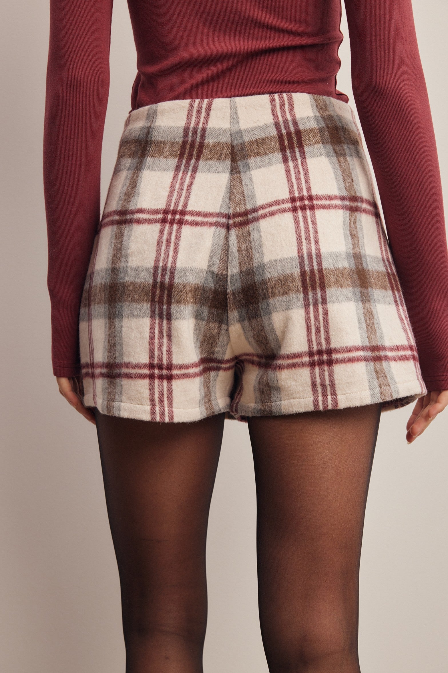 Culver Plaid Skort in Ecru, photo 6