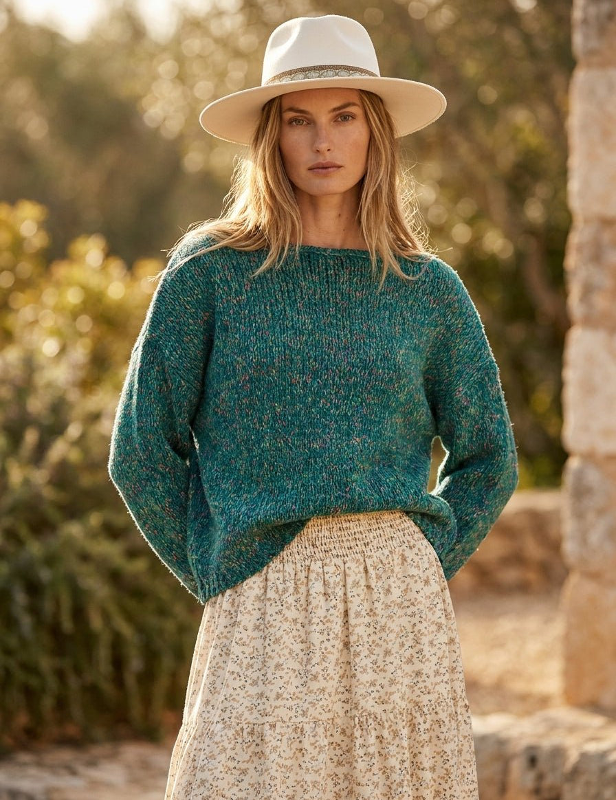 Cypress Multi - Color Yarn Crewneck Sweater - Westly