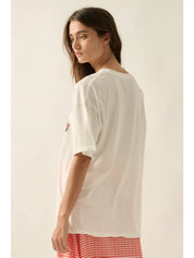 Dahlia Floral Garment - Washed Oversize Graphic Tee - Westly