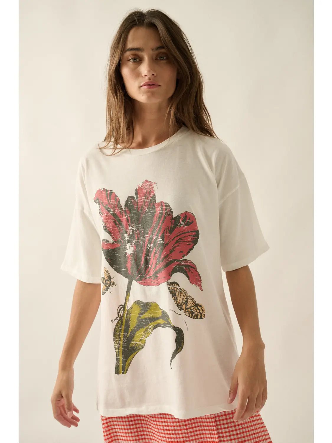 Dahlia Floral Garment - Washed Oversize Graphic Tee - Westly