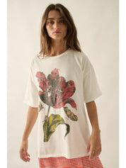 Dahlia Floral Garment - Washed Oversize Graphic Tee - Westly