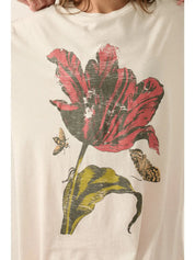 Dahlia Floral Garment - Washed Oversize Graphic Tee - Westly