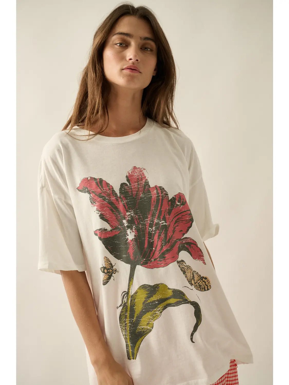 Dahlia Floral Garment - Washed Oversize Graphic Tee - Westly