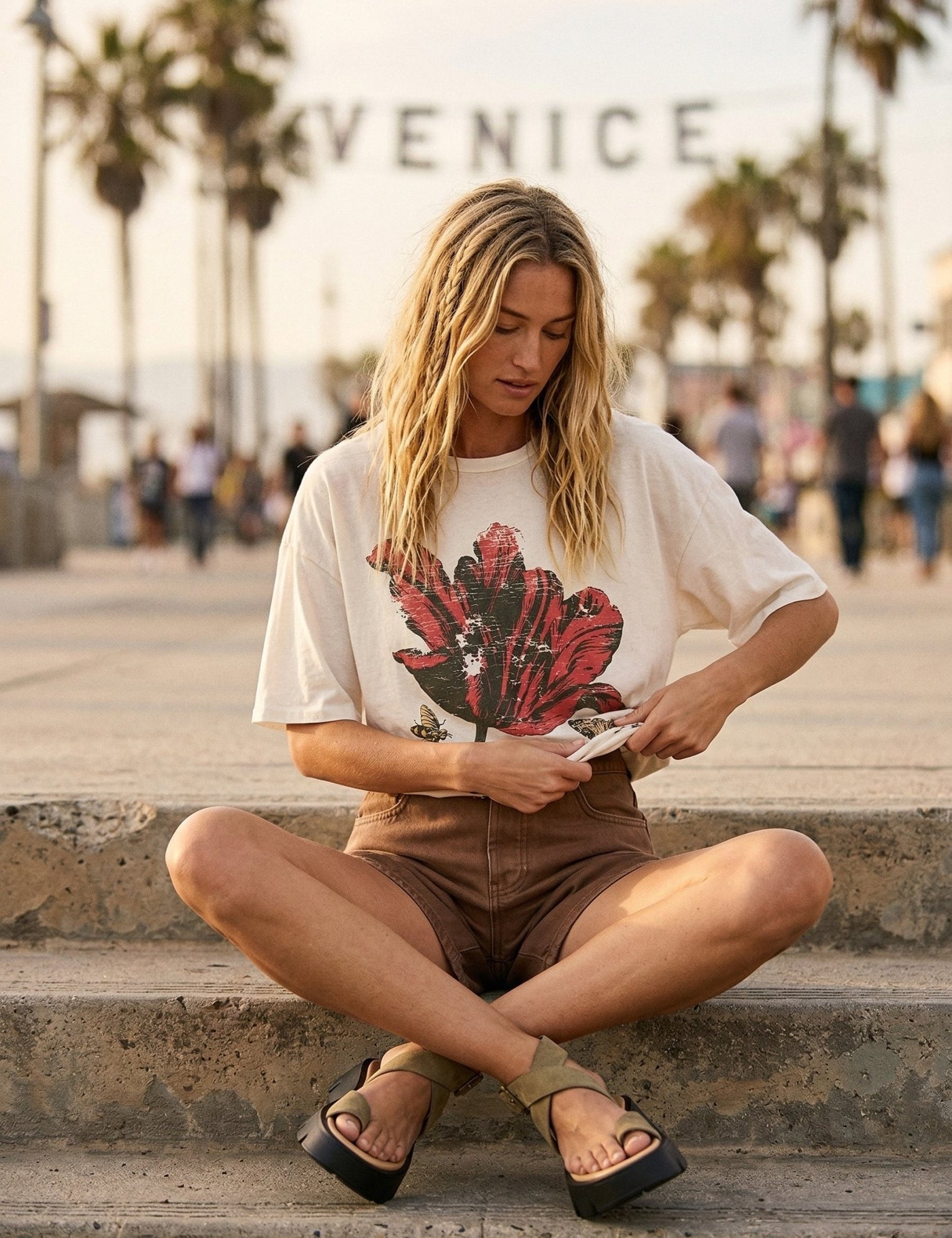 Dahlia Floral Garment - Washed Oversize Graphic Tee - Westly