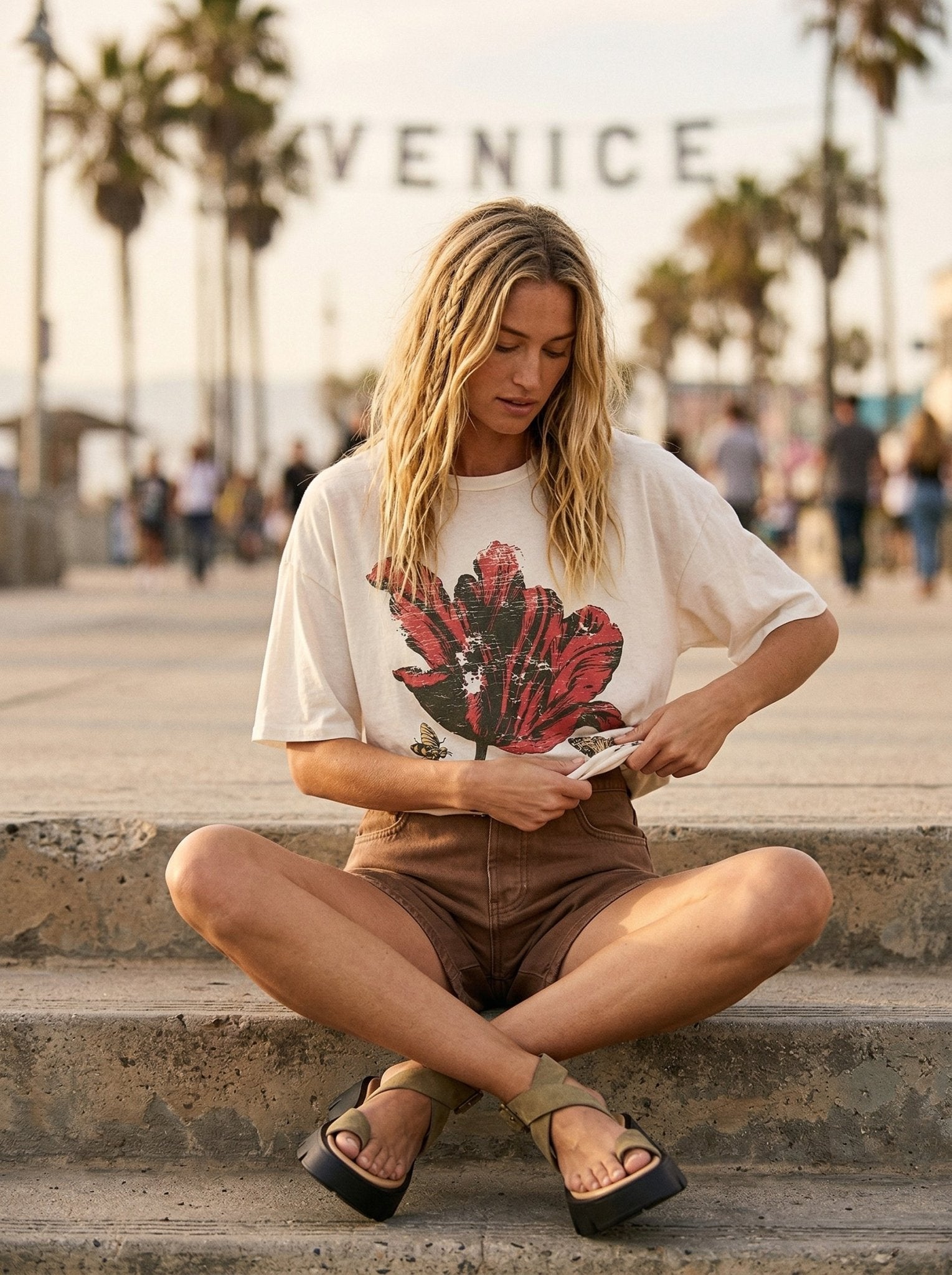 Dahlia Floral Garment - Washed Oversize Graphic Tee - Westly