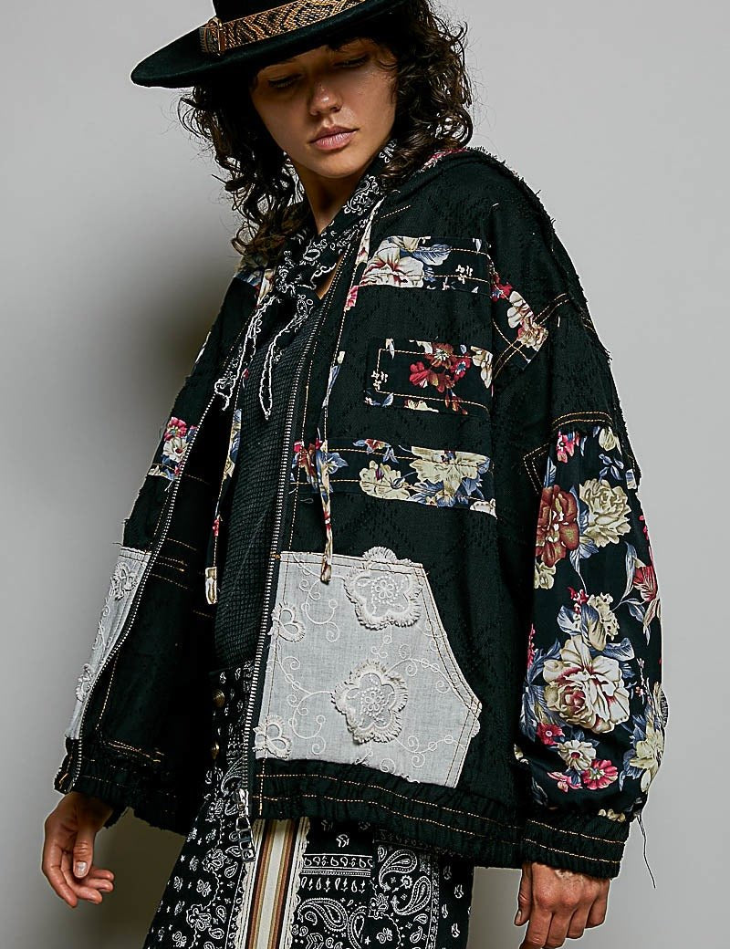 Dahlia Patchwork Zip-Up Hoodie - Westly