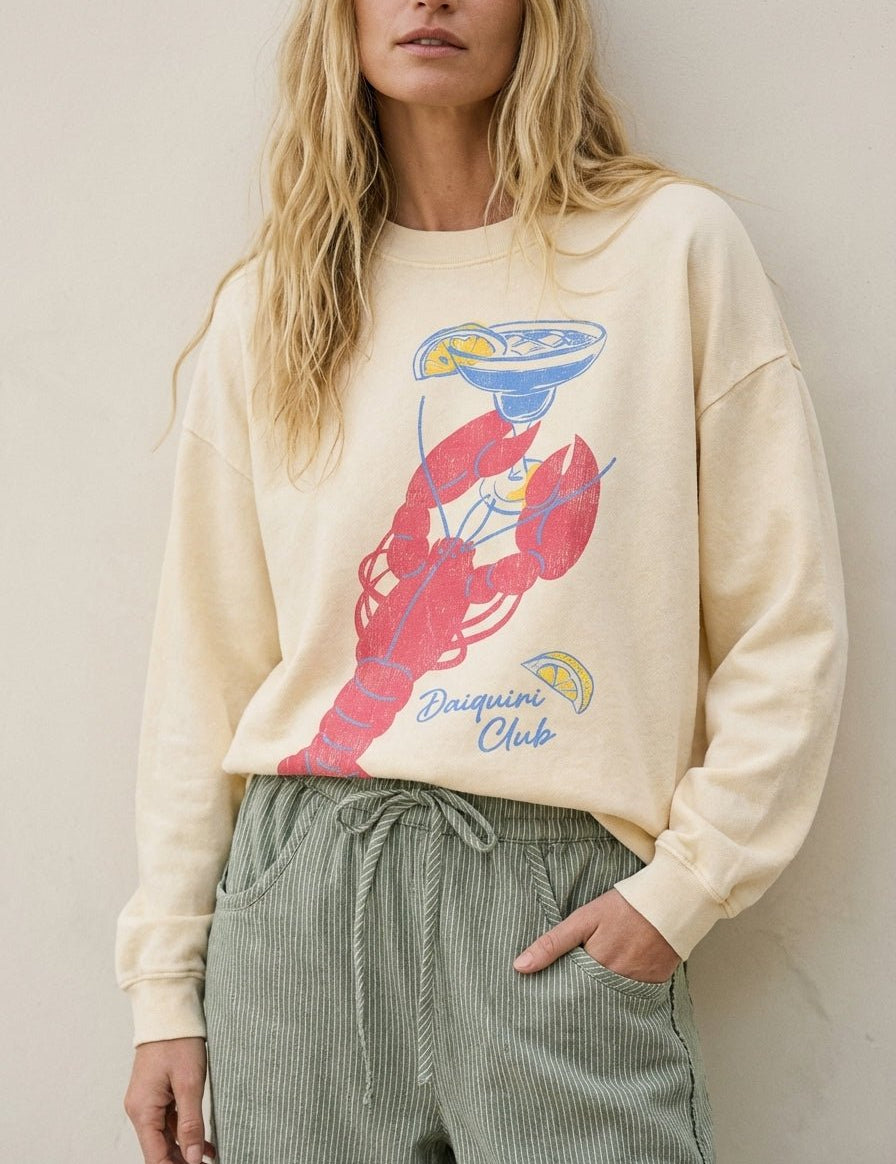 Daiquiri Club Graphic Mineral Washed Sweatshirt - Westly