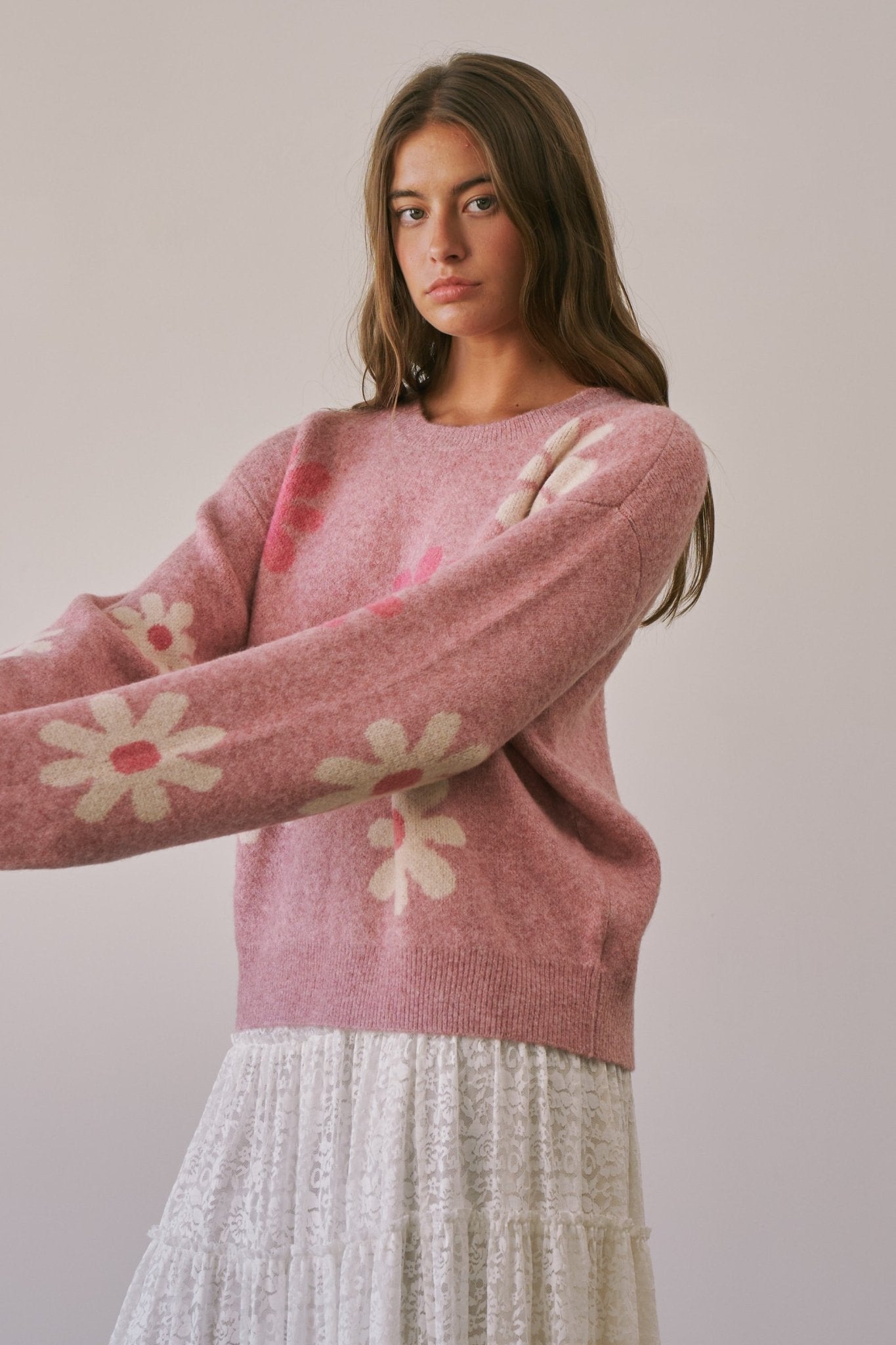 Daisy Dispatch Floral Knit Sweater - Westly