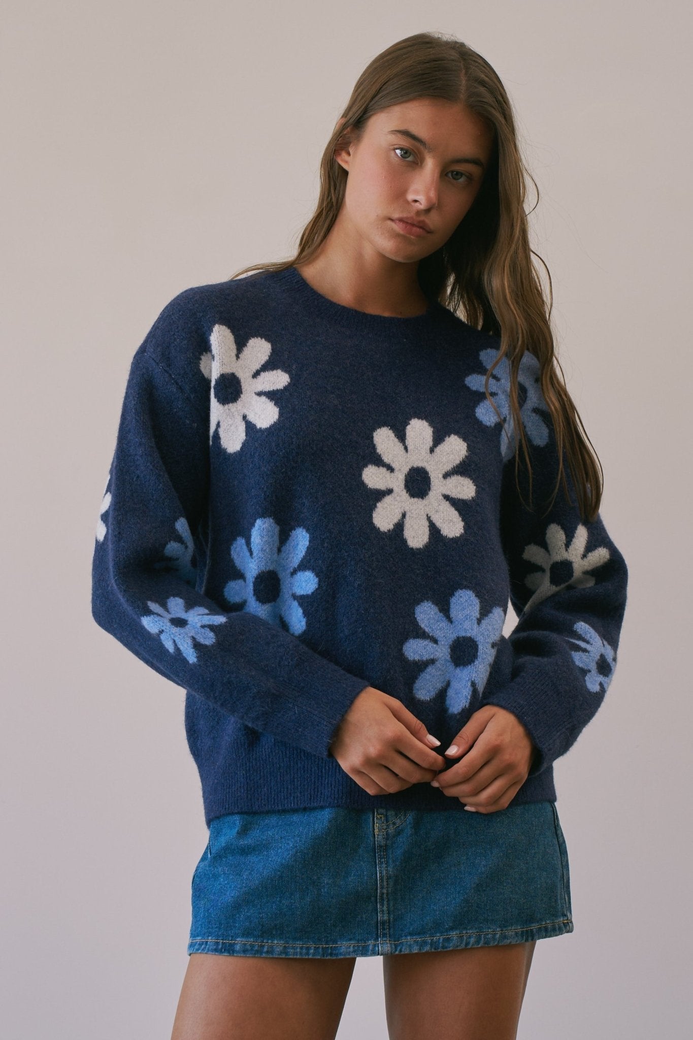 Daisy Dispatch Floral Knit Sweater - Westly