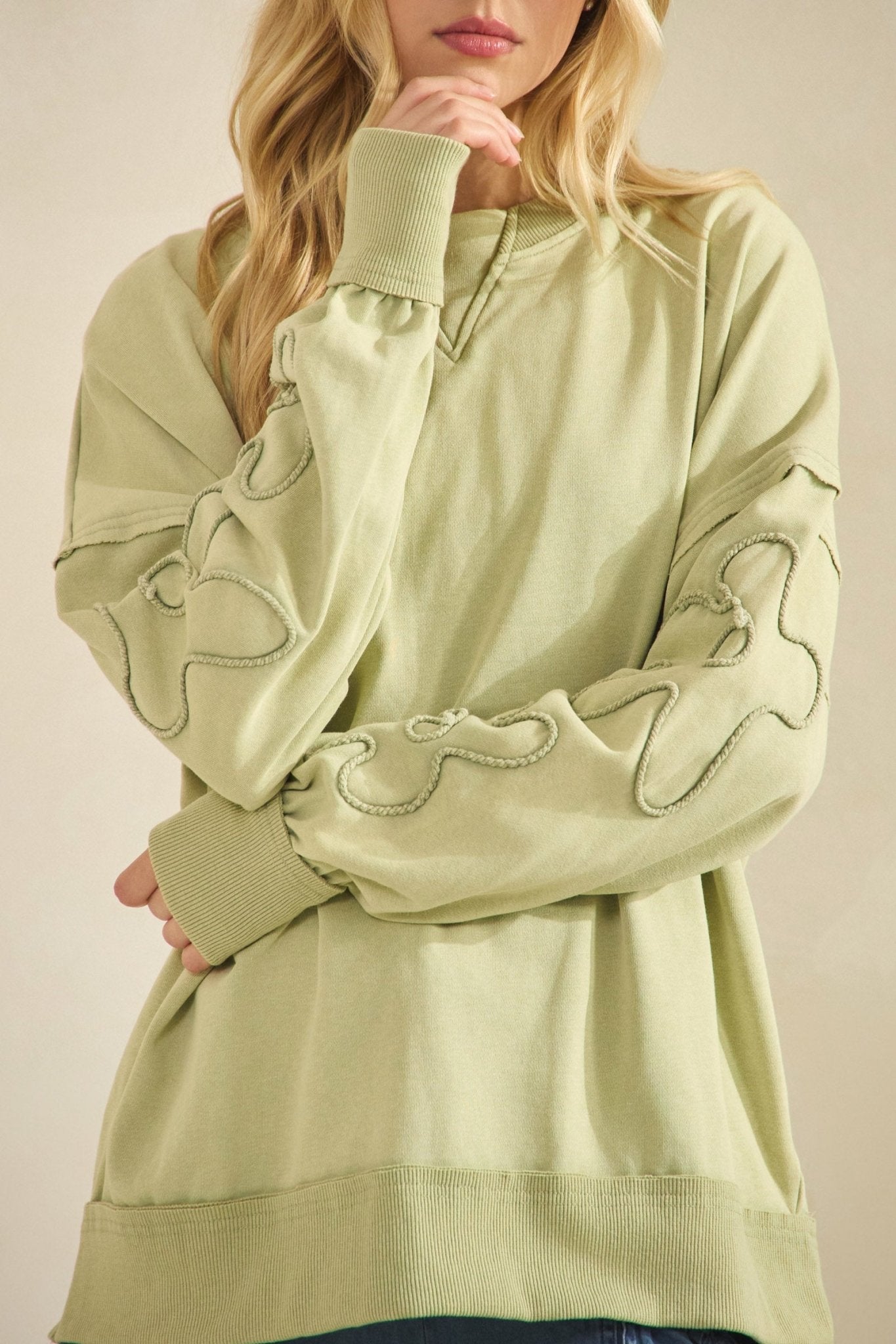Daisy Squiggle Sleeve Pullover - Westly
