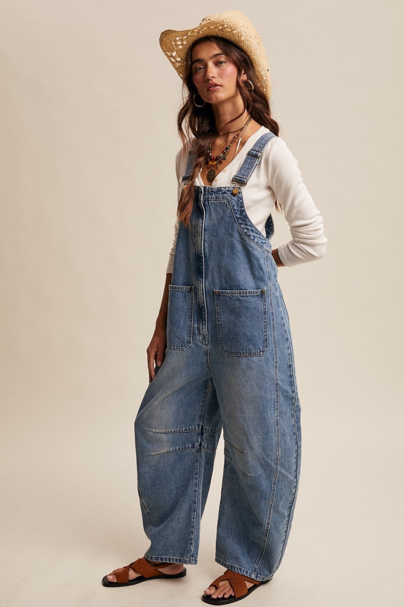 Daisy Wide - Leg Denim Overalls - Westly