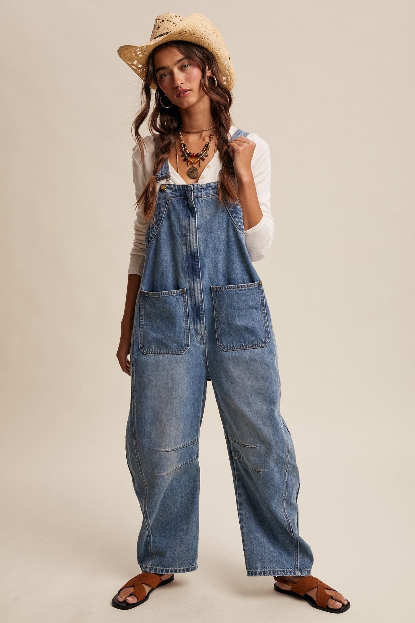 Daisy Wide - Leg Denim Overalls - Westly