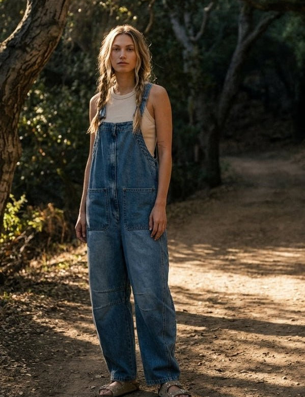 Daisy Wide - Leg Denim Overalls - Westly