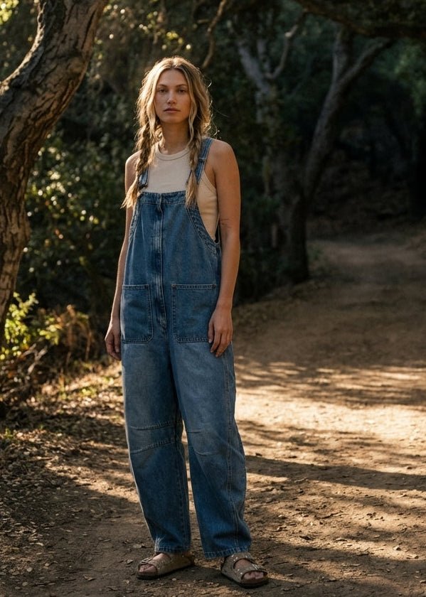 Daisy Wide - Leg Denim Overalls - Westly