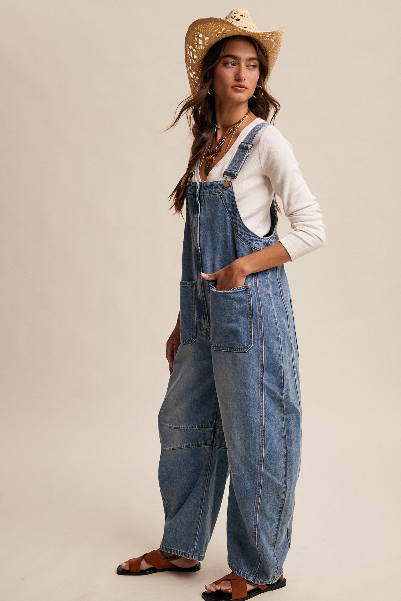 Daisy Wide - Leg Denim Overalls - Westly