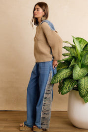 Dakota Camo Contrast Wide Leg Jeans - Westly