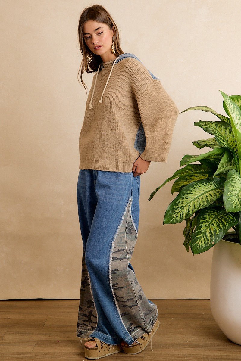 Dakota Camo Contrast Wide Leg Jeans - Westly