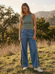 Dakota Camo Contrast Wide Leg Jeans - Westly