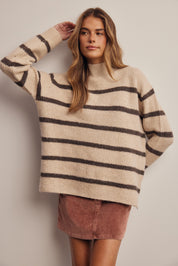 Dales Striped Mock Neck Sweater in Ecru, photo 4