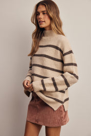 Dales Striped Mock Neck Sweater in Ecru, photo 6