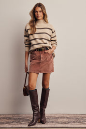 Dales Striped Mock Neck Sweater in Ecru, photo 9
