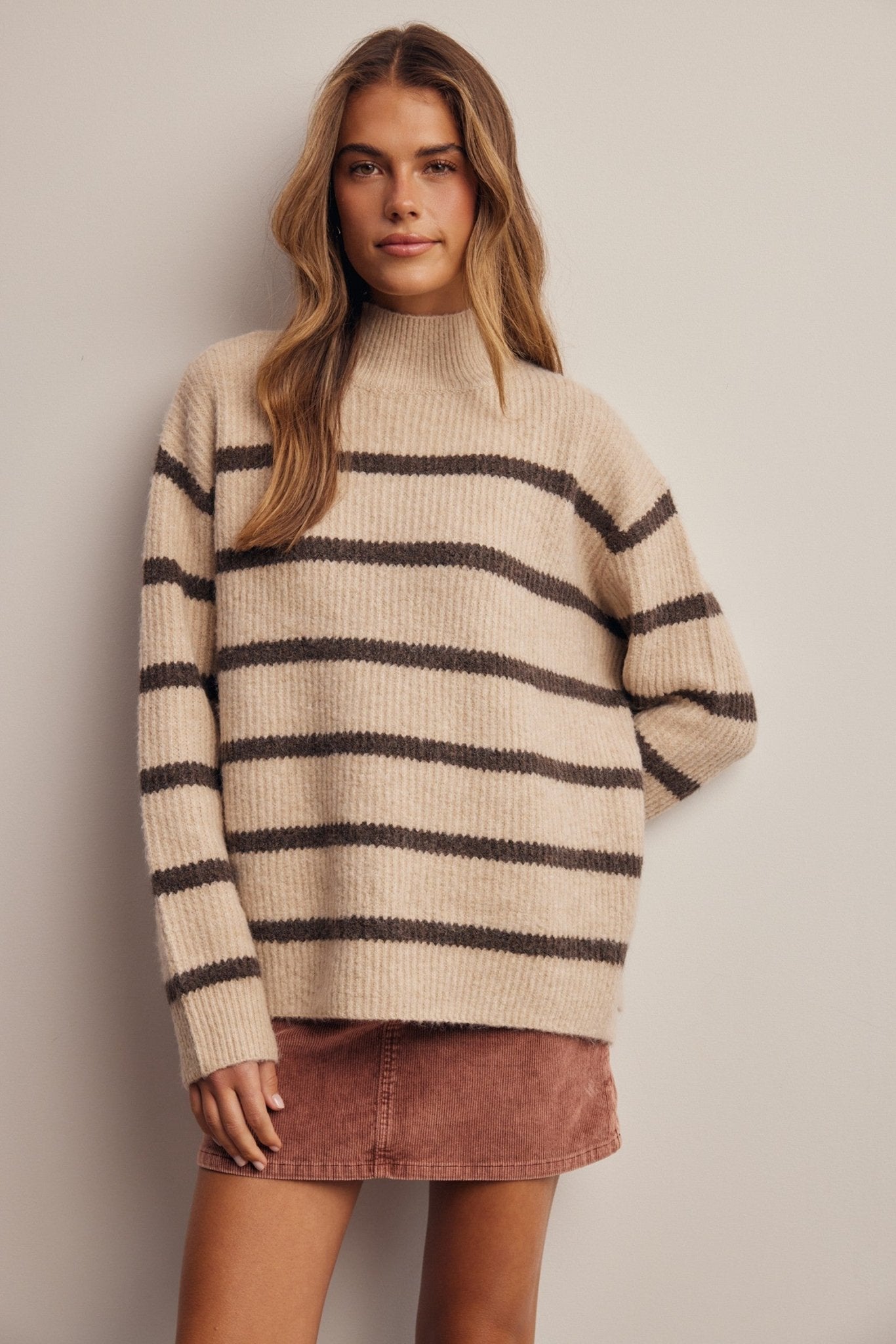 Dallas Striped Mock Neck Sweater - Westly