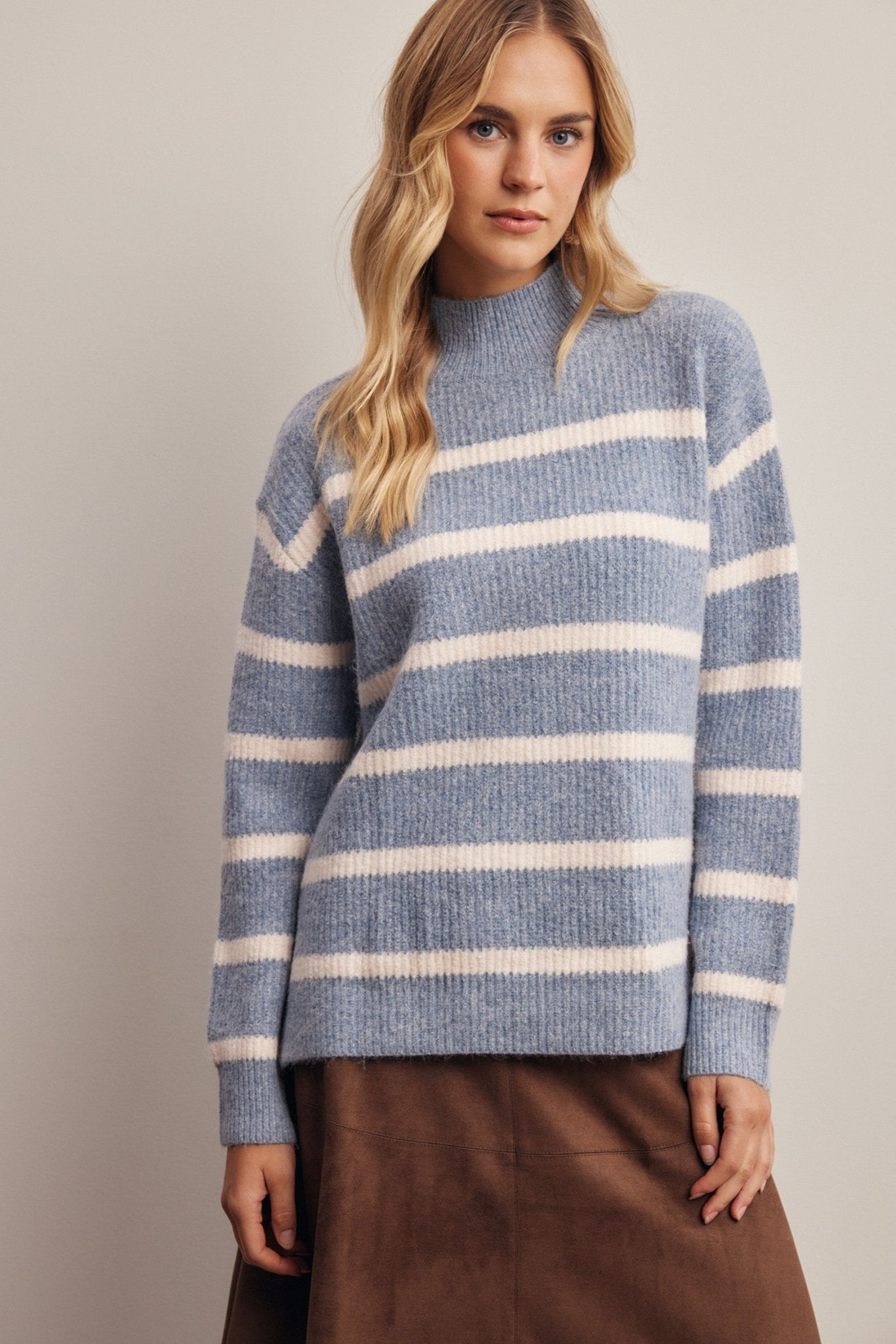 Dallas Striped Mock Neck Sweater - Westly