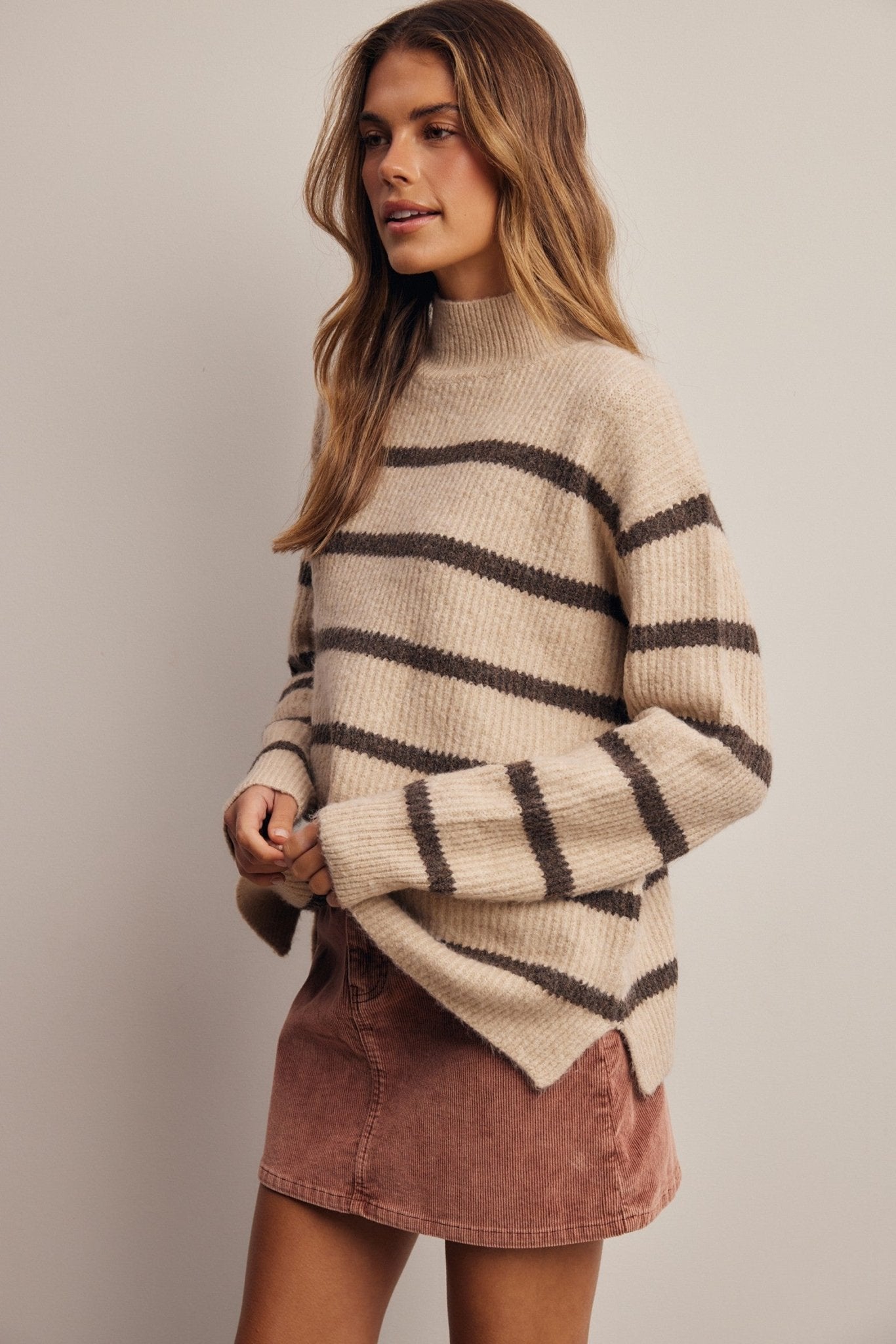 Dallas Striped Mock Neck Sweater - Westly