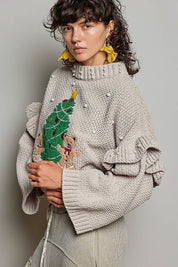Dancin' Around The Tree Cropped Knit Sweater - Westly