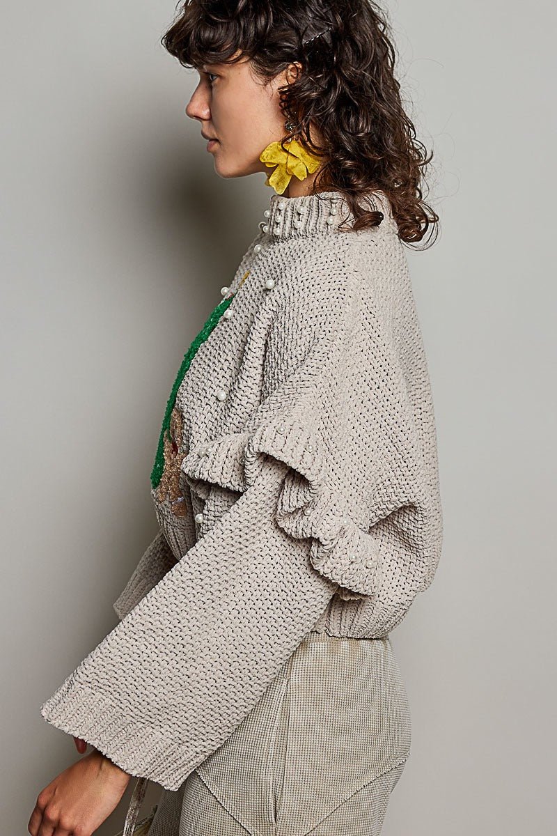 Dancin' Around The Tree Cropped Knit Sweater - Westly