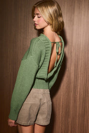 Daphne Open Back Tie Knit Sweater - Westly