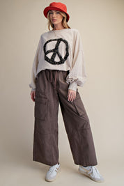 Daphne Peace Sign Washed Cotton Top - Westly