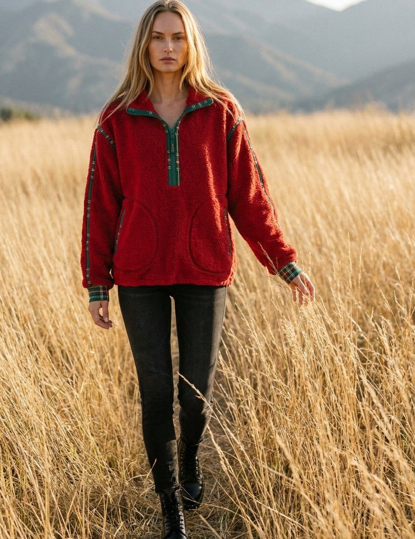 Darby Plaid Trim Pullover - Westly