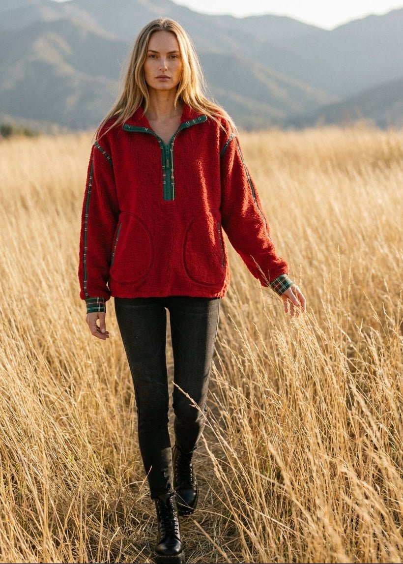 Darby Plaid Trim Pullover - Westly
