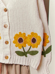Darla Sunflower Embroidered Knit Cardigan - Westly