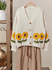Darla Sunflower Embroidered Knit Cardigan - Westly