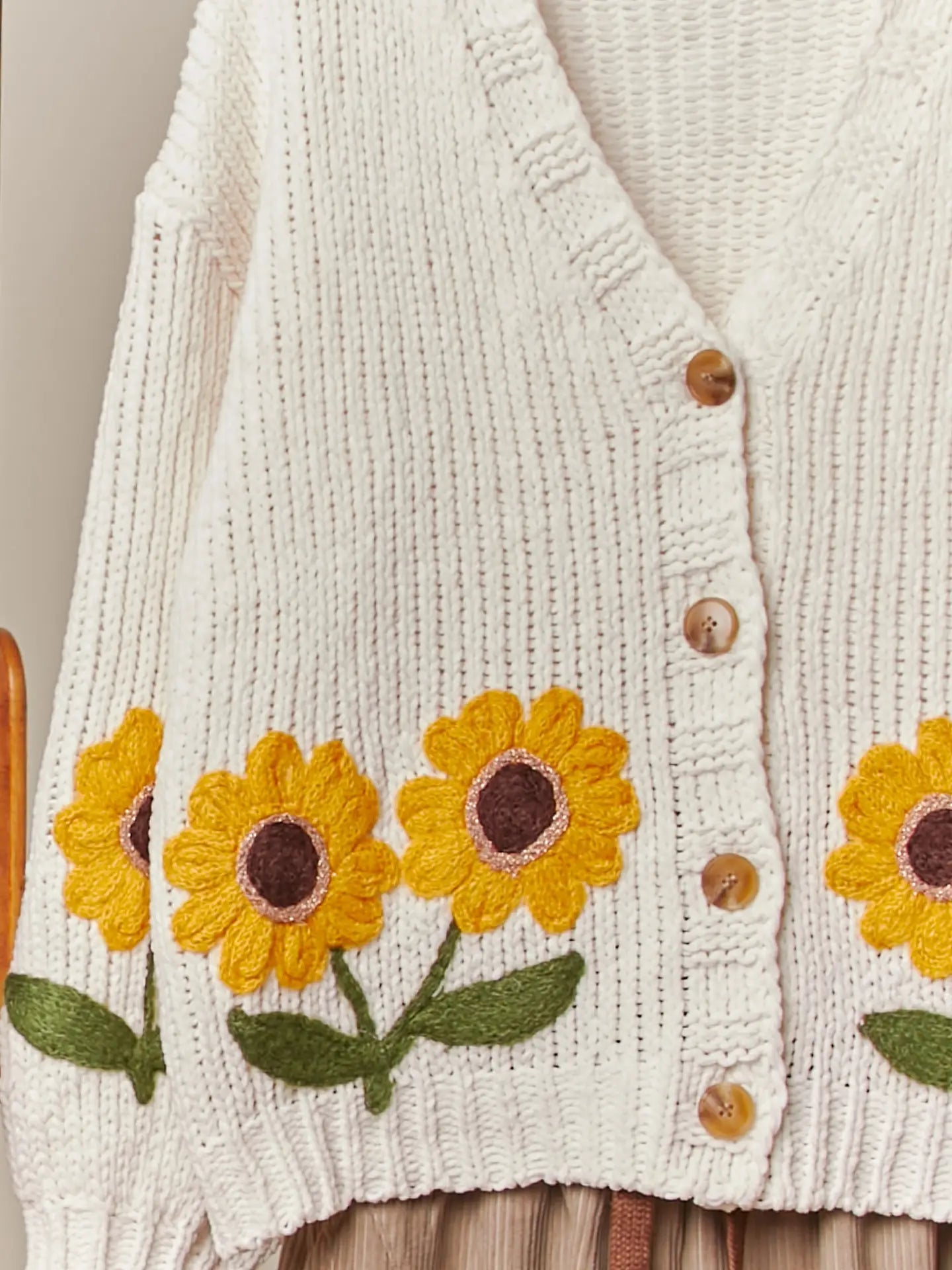 Darla Sunflower Embroidered Knit Cardigan - Westly