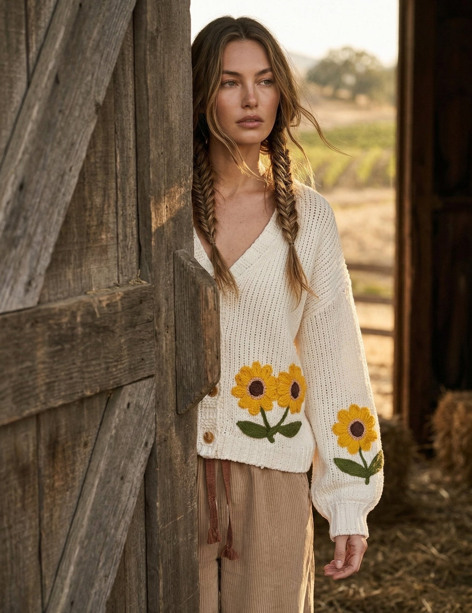 Darla Sunflower Embroidered Knit Cardigan - Westly