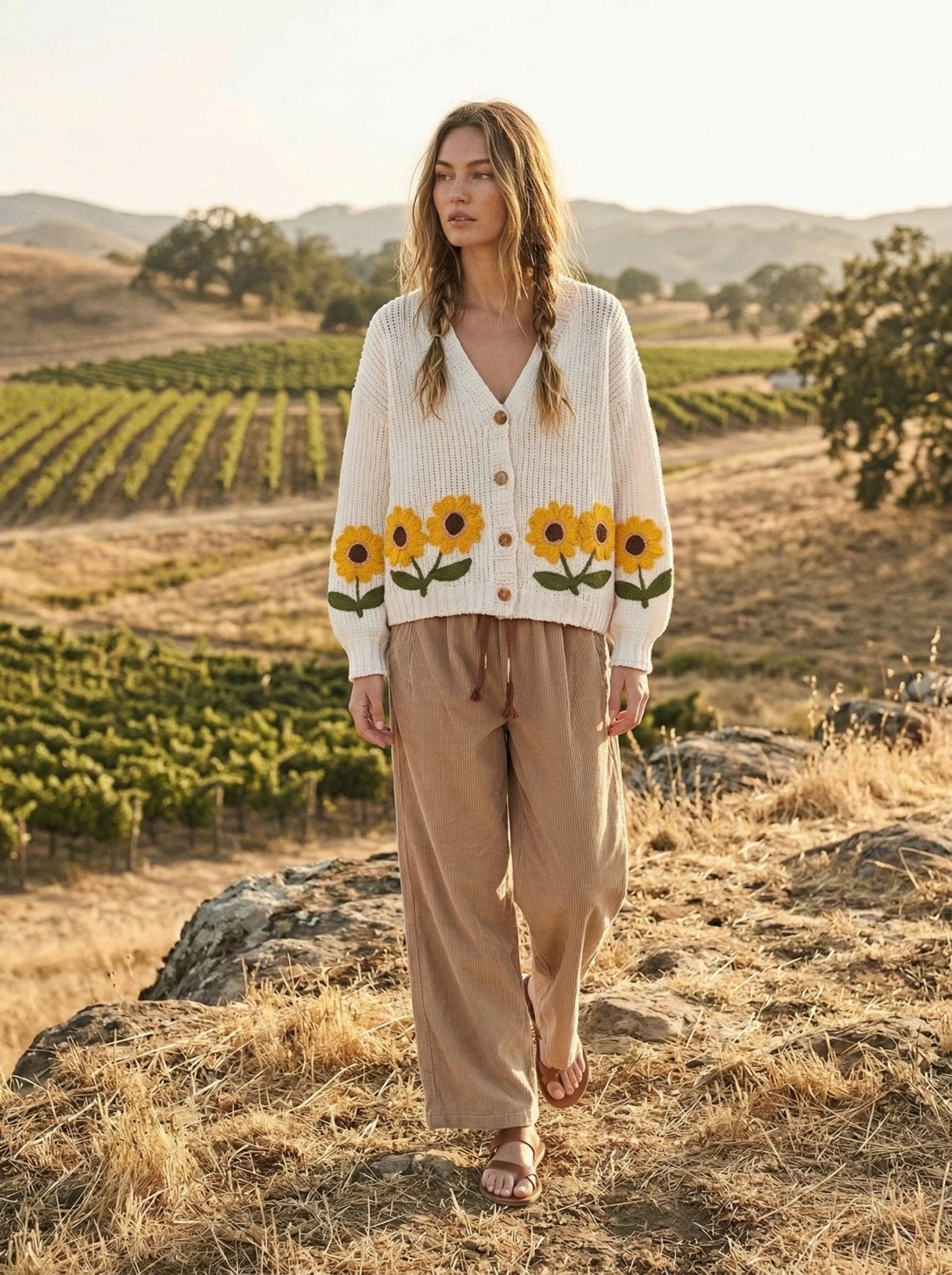 Darla Sunflower Embroidered Knit Cardigan - Westly
