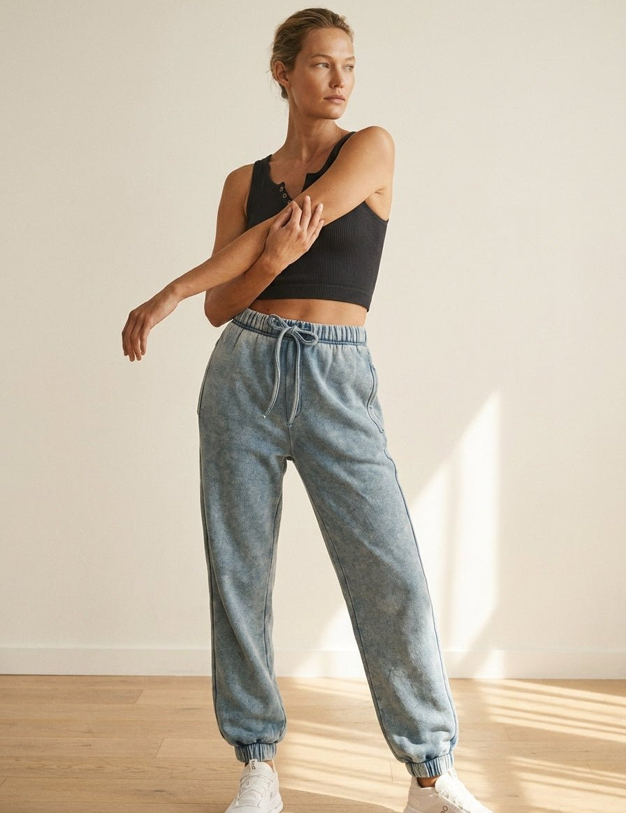 Day To Night Acid Wash Fleece Joggers - Westly