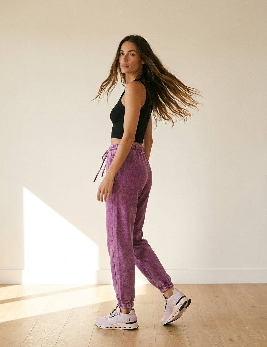 Day To Night Acid Wash Fleece Joggers - Westly