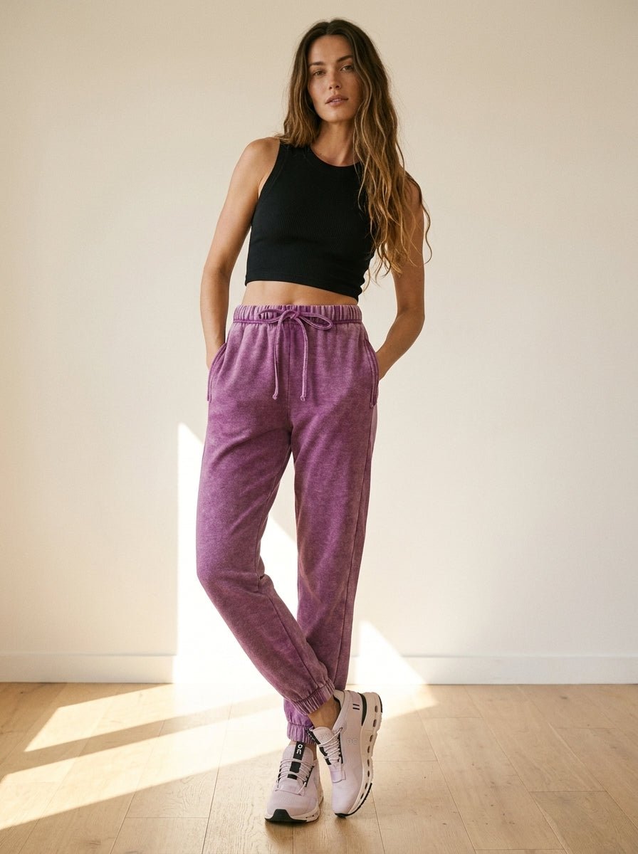 Day To Night Acid Wash Fleece Joggers - Westly