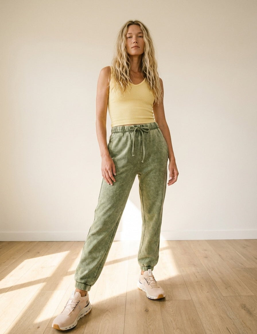 Day To Night Acid Wash Fleece Joggers - Westly