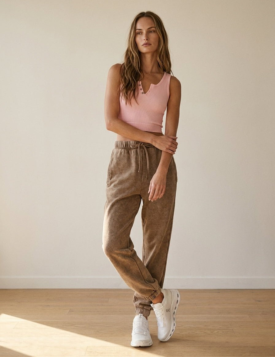 Day To Night Acid Wash Fleece Joggers - Westly