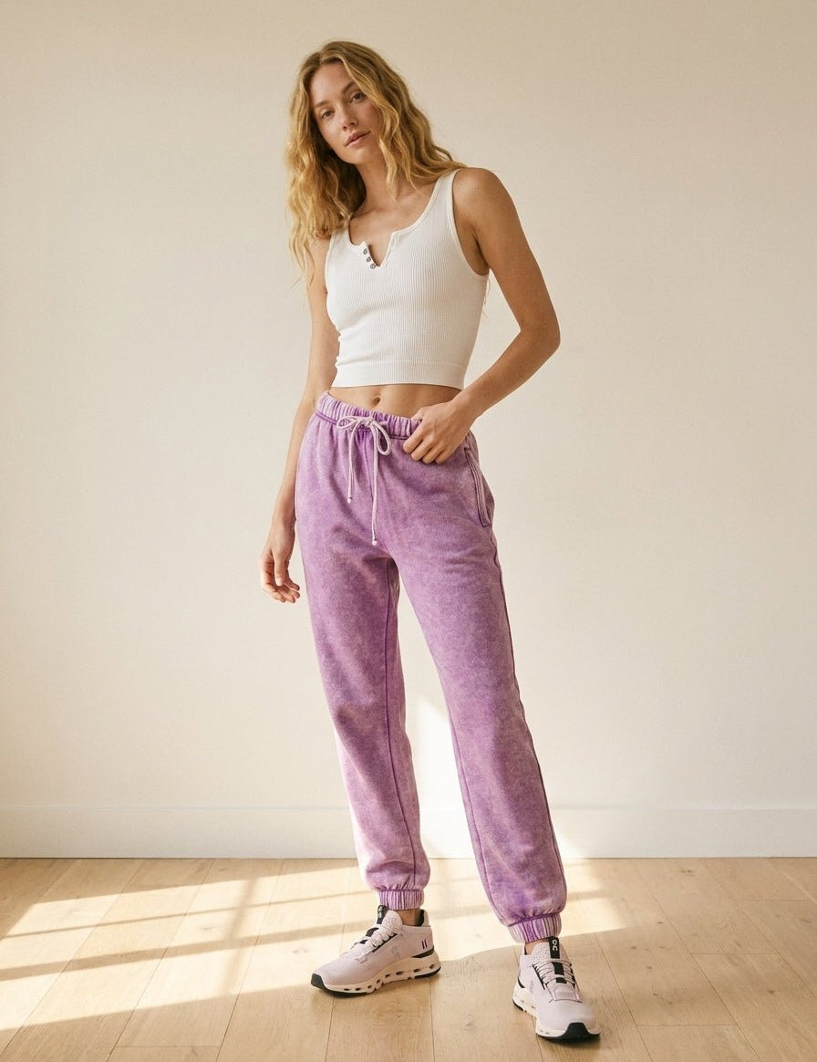 Day To Night Acid Wash Fleece Joggers - Westly