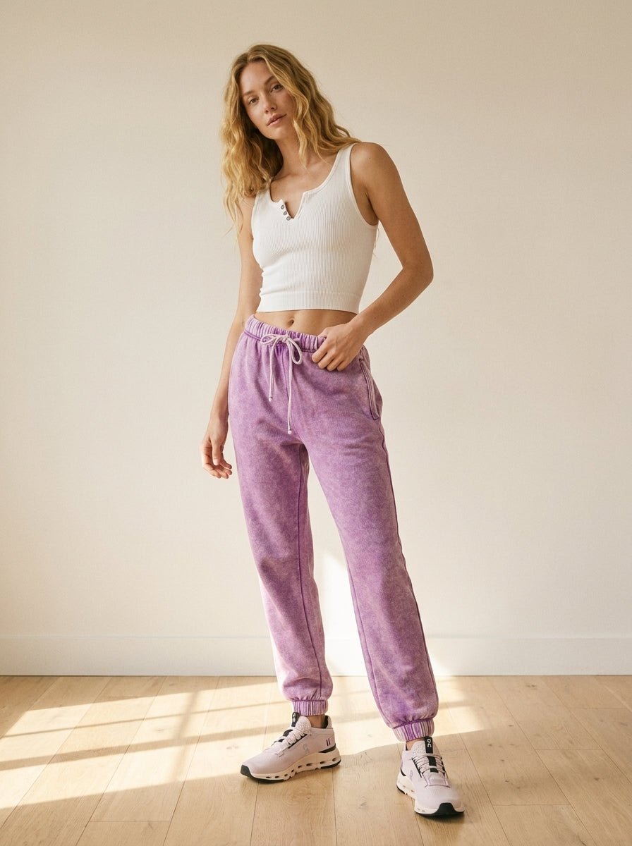 Day To Night Acid Wash Fleece Joggers - Westly