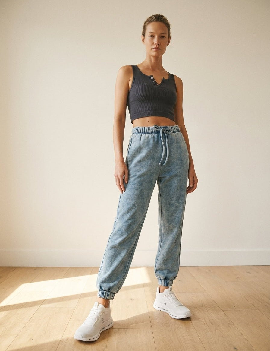 Day To Night Acid Wash Fleece Joggers - Westly