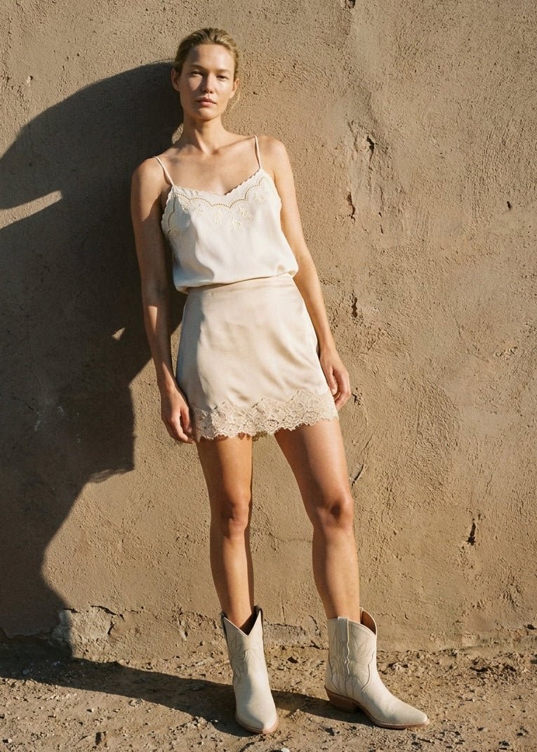 Day - To - Night Lace Trim Mini Skirt - Westly
