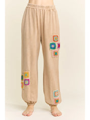 Daydream Mineral Washed Crochet Joggers - Westly